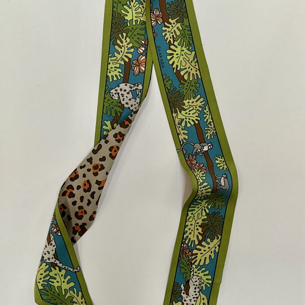 Twilly neck scarf silk leopard print jungle theme animal print africa monkeys gift