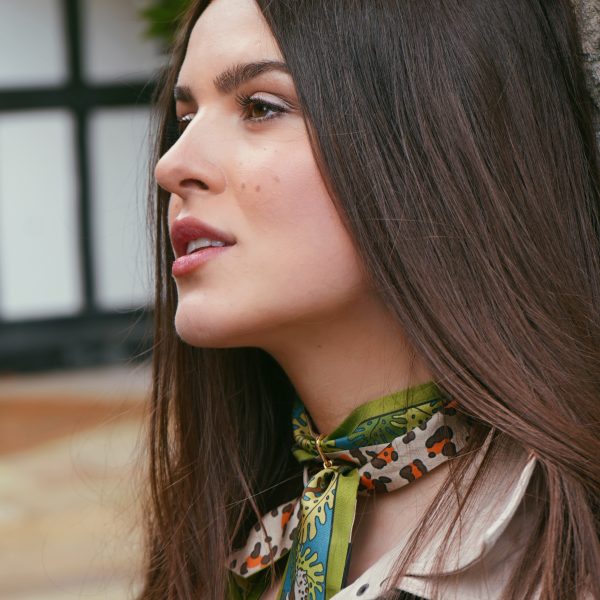 Twilly neck scarf silk leopard print jungle theme animal print africa monkeys gift